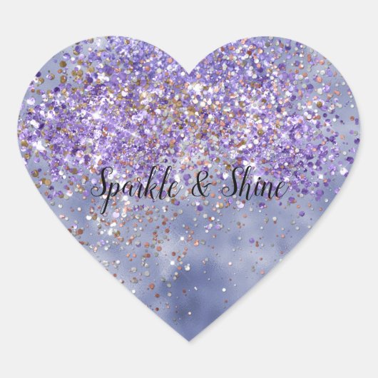 Paarse goudsparkle hart sticker (Voorkant)