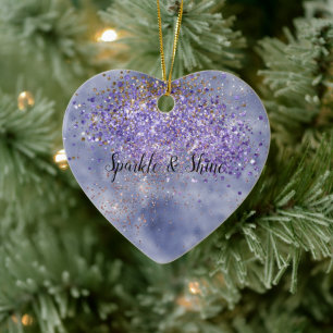 Paarse goudsparkle keramisch ornament