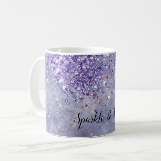 Paarse goudsparkle koffiemok (Voorkant links)