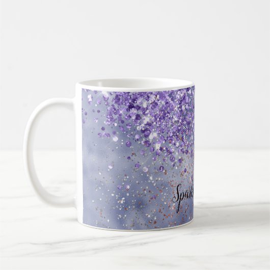 Paarse goudsparkle koffiemok (Links)
