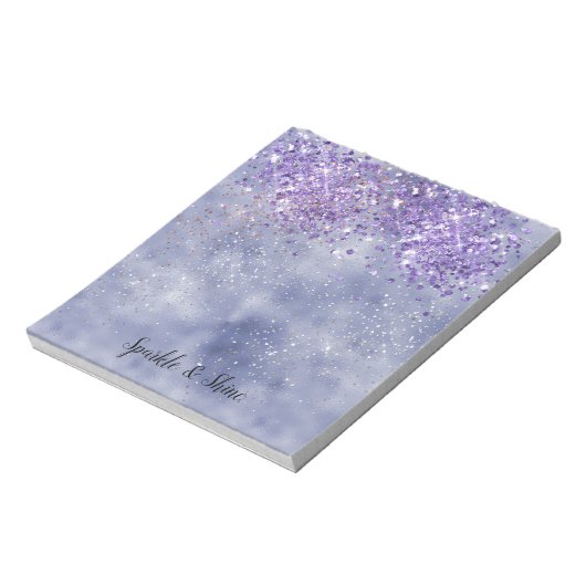 Paarse goudsparkle notitieblok (Linkerzijde)