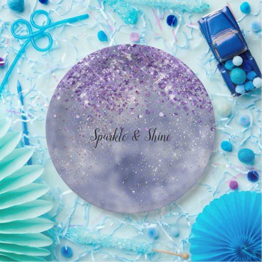Paarse goudsparkle papieren bordje (Feest)