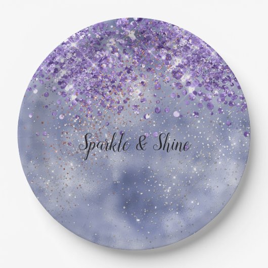 Paarse goudsparkle papieren bordje (Voorkant)