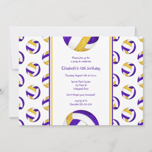 paarse goudsporters volleybalfeest kaart (Voorkant)