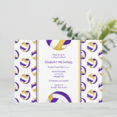 paarse goudsporters volleybalfeest kaart (Staand voorkant)