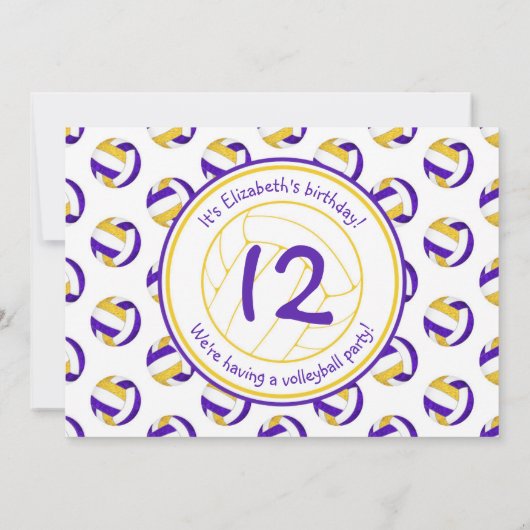paarse goudsporters volleybalfeest kaart (Achterkant)