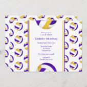 paarse goudsporters volleybalfeest kaart (Voorkant / Achterkant)