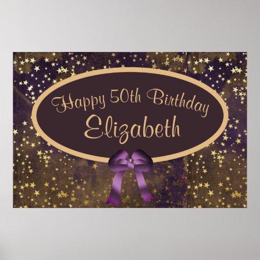 Paarse goudstardust 50e verjaardag poster (Voorkant)