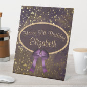 Paarse goudstardust 50e verjaardag voetstuk reclamebord met voetstuk (Insitu)