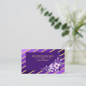 Paarse goudstrepen Bloemenevenementenplanner Visitekaartje (Staand voorkant)