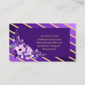 Paarse goudstrepen Bloemenevenementenplanner Visitekaartje (Achterkant)