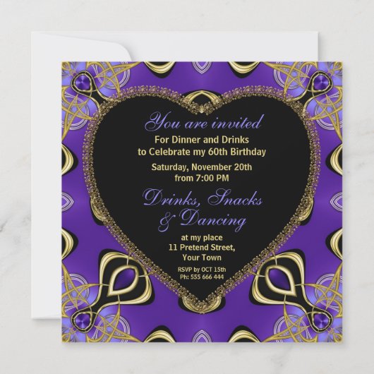 Paarse gouduitvindingen tijdens de avondmaaltijd kaart (Achterkant)