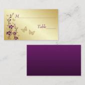 Paarse, goudvlies met Butterflies Plaatskaartje (Voorkant / Achterkant)