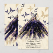 Paarse goudvlinder Dans Dress Sweet 16 Party Kaart (Voorkant / Achterkant)