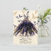 Paarse goudvlinder Dans Dress Sweet 16 Party Kaart (Staand voorkant)