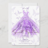 Paarse goudvlinder Dans Dress Sweet 16 Party Kaart (Voorkant)