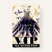 Paarse goudvlinder Dans Dress Sweet 16 VIP Badge (Voorkant)