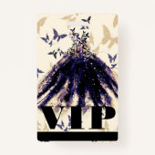 Paarse goudvlinder Dans Dress Sweet 16 VIP Badge (Achterkant)