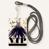 Paarse goudvlinder Dans Dress Sweet 16 VIP Badge (Achterkant met draagriem)