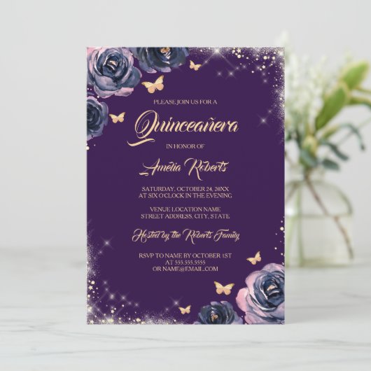 Paarse goudvlinder kaart (Staand voorkant)