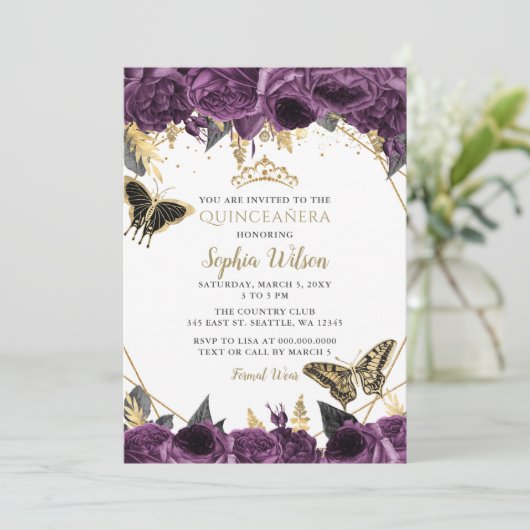 Paarse goudvlinder kaart (Staand voorkant)