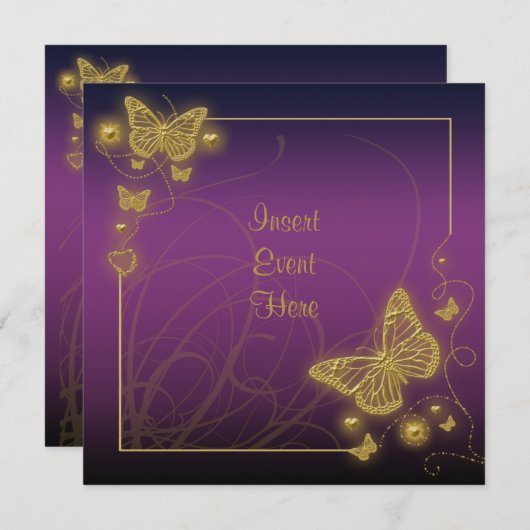 Paarse goudvlinder zwarte kronkels kaart (Voorkant / Achterkant)