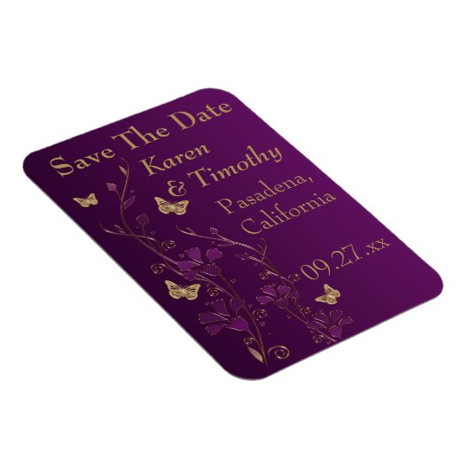 Paarse, goudvlinderbloemigen besparen de datum mag magneet (Rechterzijde)