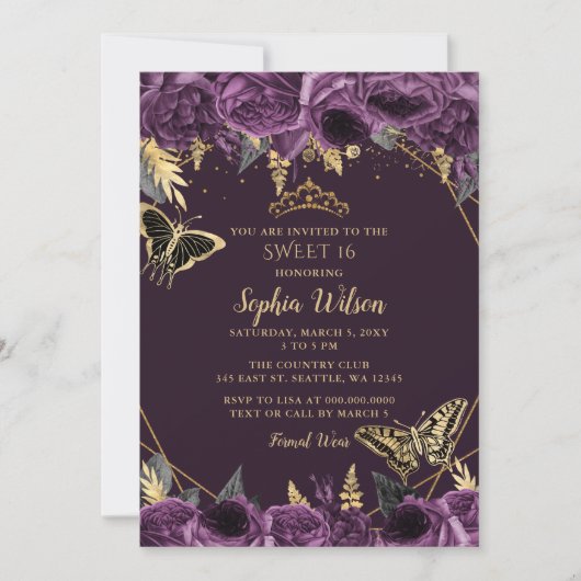 Paarse goudvlindervlinder 16 kaart (Voorkant)