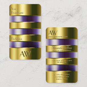 Paarse goudvloeistoffen voor faux-gravende letters visitekaartje