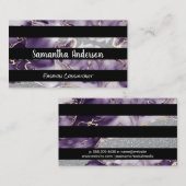 Paarse goudvlokken | Glitter sequin | Gestreepte Visitekaartje (Voorkant / Achterkant)