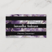 Paarse goudvlokken | Glitter sequin | Gestreepte Visitekaartje (Voorkant)