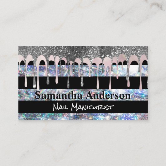 Paarse goudvlokken | Glitter Sequin | Striped Busi Visitekaartje (Voorkant)