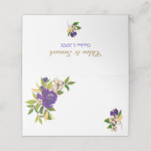 Paarse goudWaterverf Bouquet Wedding Plaatskaartje (Buitenkant ongevouwen)