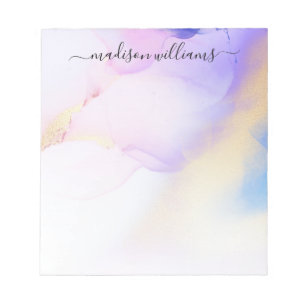 Paarse goudWaterverf Luxe Abstracte naam Notitieblok