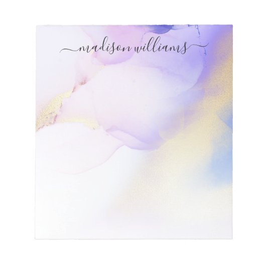 Paarse goudWaterverf Luxe Abstracte naam Notitieblok (Voorkant)
