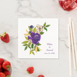 Paarse goudWaterverf Persoonlijk huwelijk Servetten