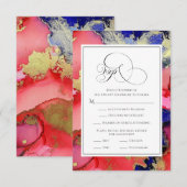 Paarse goudweddenschap RSVP kaartje (Voorkant / Achterkant)