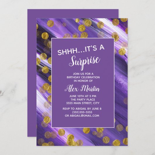 Paarse goudzangfeest kaart (Voorkant / Achterkant)