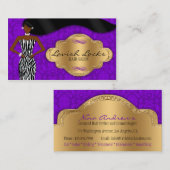 Paarse goudZebra van de Amerikaanse Haarstylist Visitekaartje (Voorkant / Achterkant)