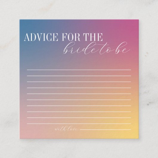 Paarse Gradiënt Advies voor Bruid Vrijgezellenfees Informatiekaartje (Voorkant)