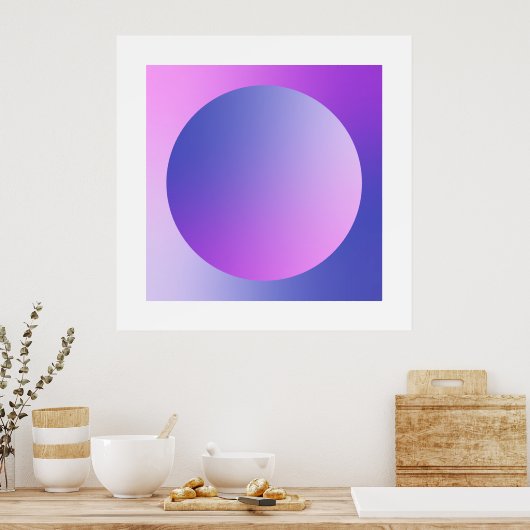 Paarse Gradiënt Cirkel Vignet Abstract Ontwerp Poster (Keuken)