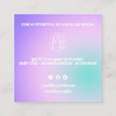 Paarse gradiënt cool retro script orde dank u vierkante visitekaartje (Achterkant)