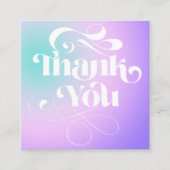 Paarse gradiënt cool retro script orde dank u vierkante visitekaartje (Voorkant)