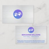 Paarse gradiënt Dog Paw Logo | Houten planken Visitekaartje (Voorkant / Achterkant)