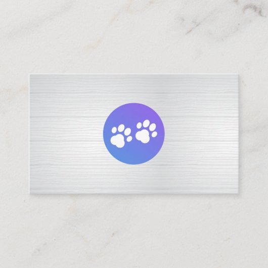 Paarse gradiënt Dog Paw Logo | Houten planken Visitekaartje (Voorkant)