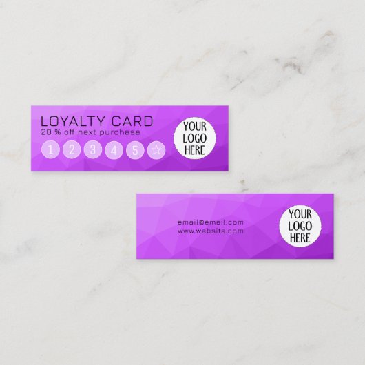 Paarse Gradiënt Geometrische mesh Patroon Custom L Klantenkaartje (Voorkant / Achterkant)