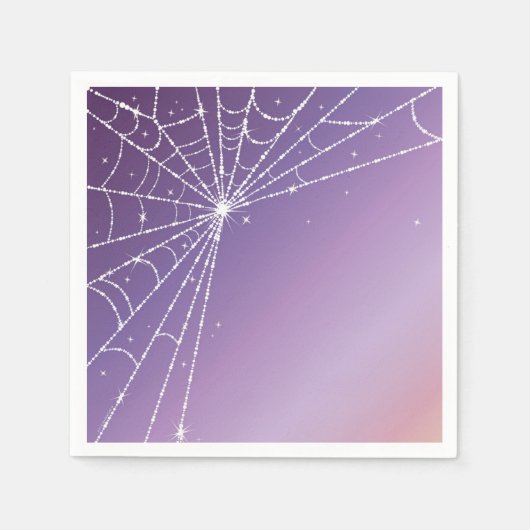 Paarse Gradiënt Glinsterende Diamanten Spinnenweb Servet (Voorkant)