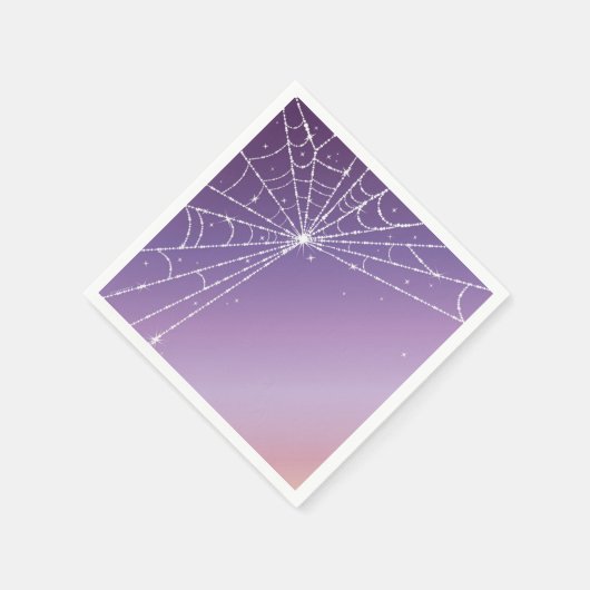 Paarse Gradiënt Glinsterende Diamanten Spinnenweb Servet (Hoek)