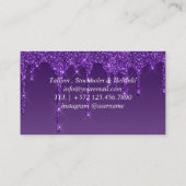 Paarse Gradient Glitter Modern Visitekaartje (Achterkant)