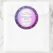 Paarse Gradient Glitter Product Verpakkingsetikett Ronde Sticker (Tas)